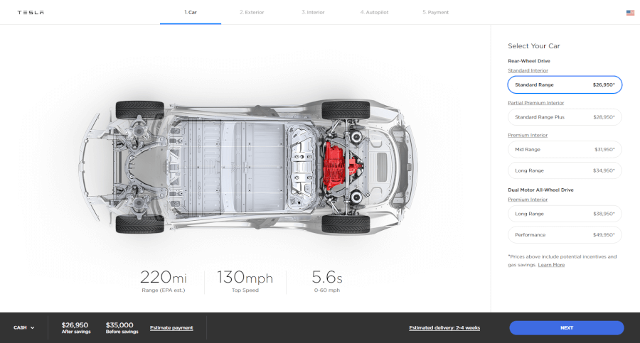 Tesla izziņo lētāko Model 3 4 Model 3 konfigurācija