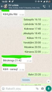 Ekrānuzņēmums no EV uzlādes čata