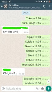 Ekrānuzņēmums no EV uzlādes čata