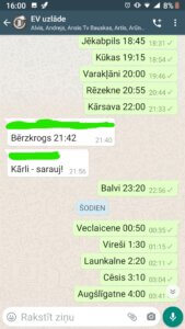 Ekrānuzņēmums no EV uzlādes čata