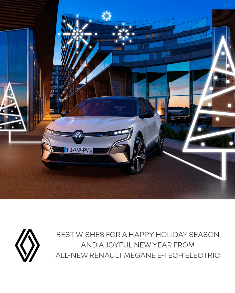Renault Megane E-Tech 100 % Electric Ziemassvētku apsveikums