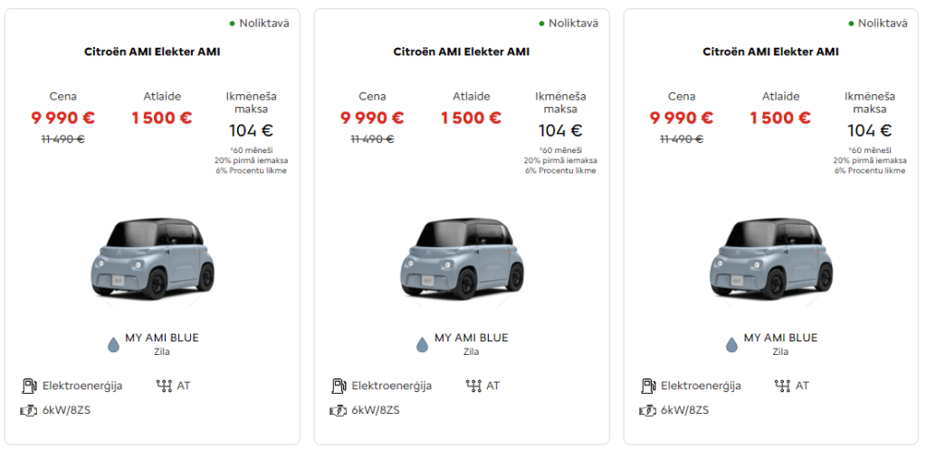 Citroen AMI piedāvājums