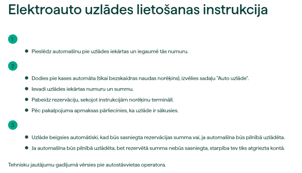 Elektroauto uzlādes lietošanas instrukcija Rīgas lidostā