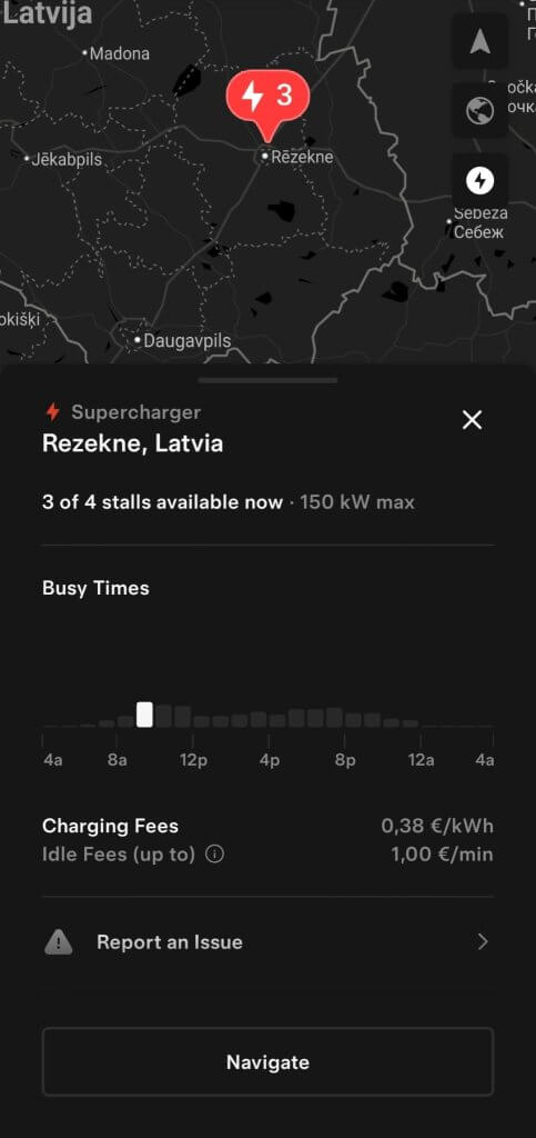 Tesla Supercharger Rēzeknē