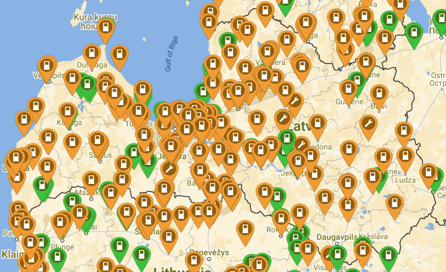 Public charging stations in Latvia