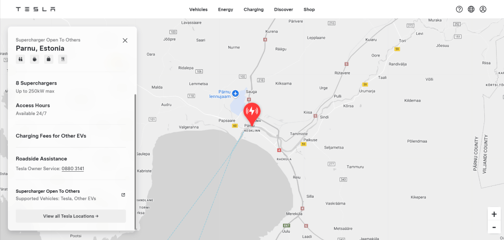 Screenshot from tesla.com