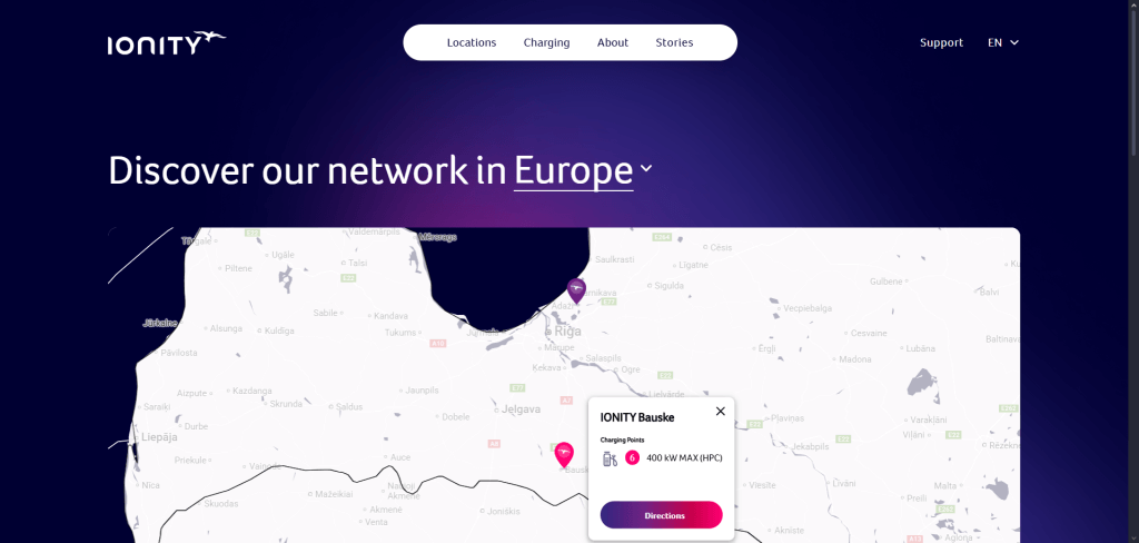 Screenshot from ionity.eu
