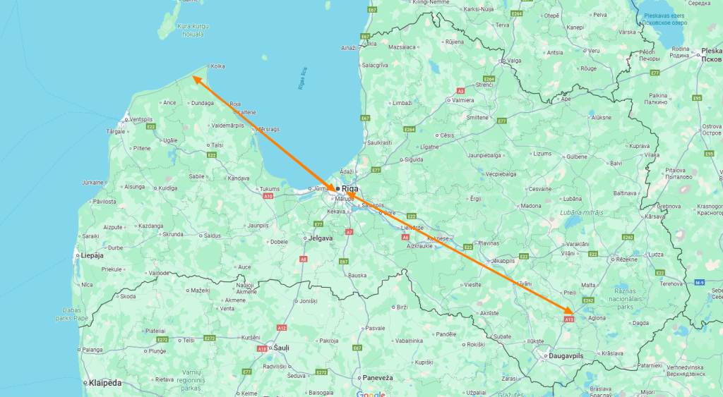 Latvia's map with event locations