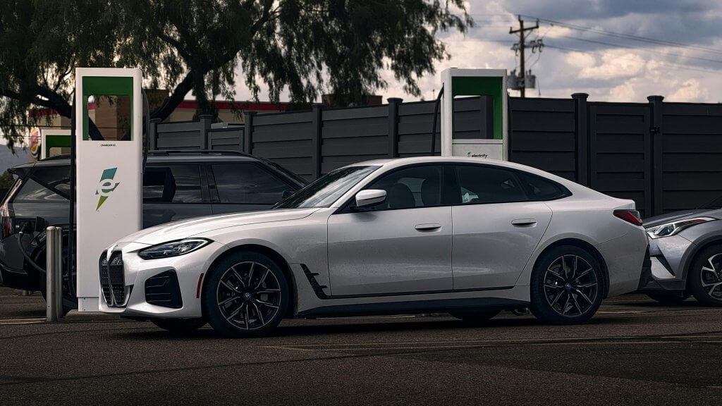 BMW i4 at a charger