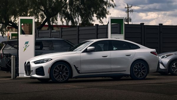 BMW i4 at a charger
