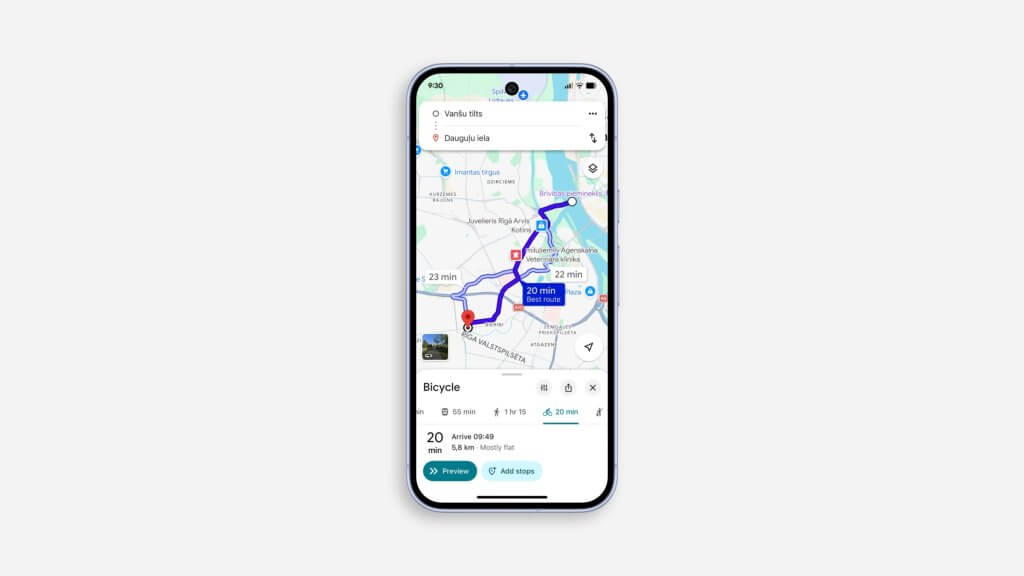 Google introduces bicycle friendly features in Latvia