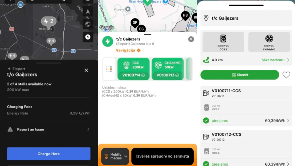 Charging price at Eleport charger via Multipass, Mobilly, and Eleport